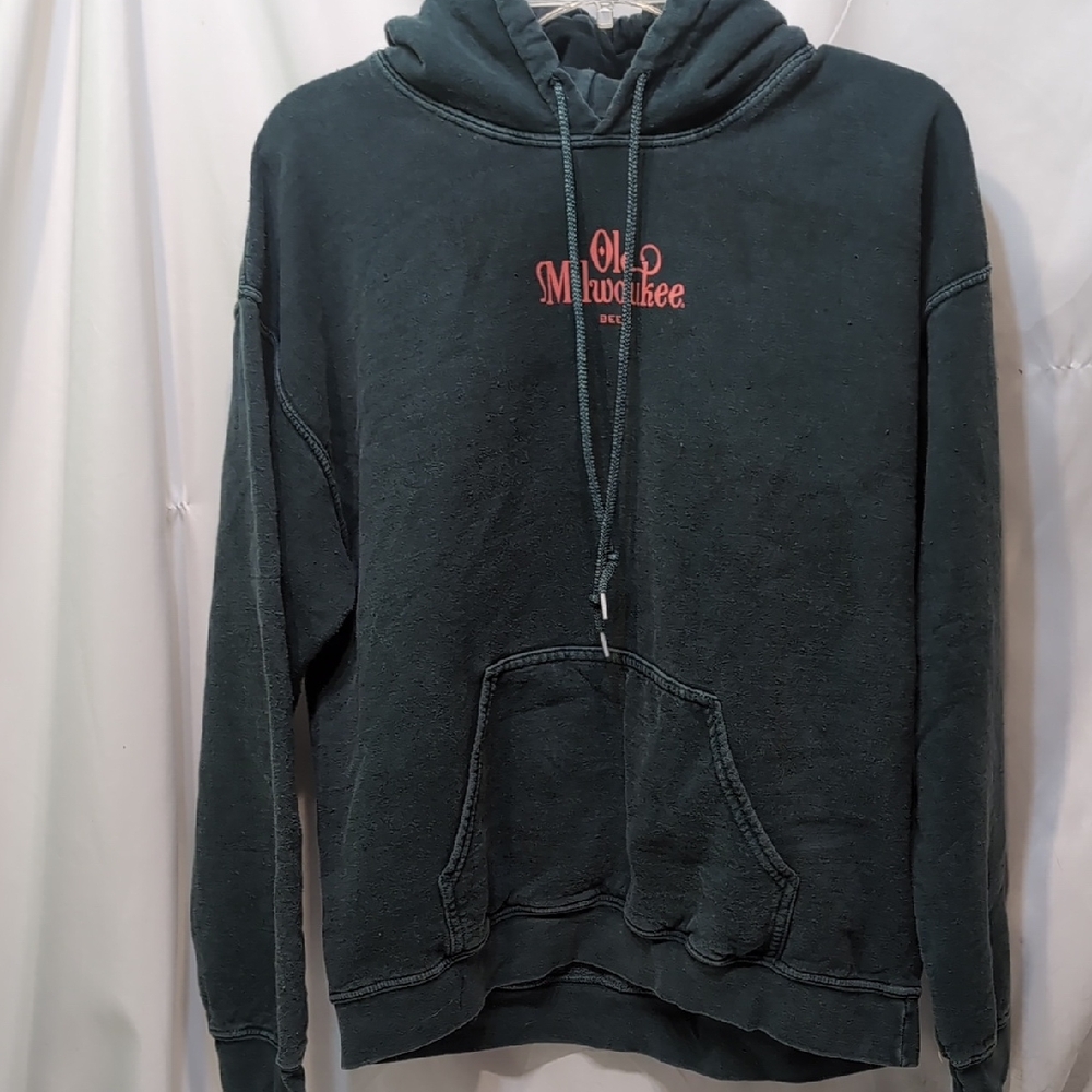 Old Milwaukee Unisex Dark Green Graphic Hoodie Sweatshirt Size Small Petite
